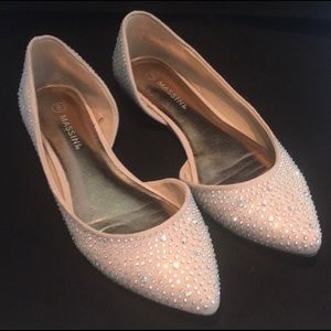 Nude jewel flats